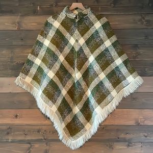 Vintage Handmaid Knit Fringed Poncho Sweater